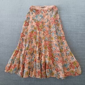 Vintage y2k Estafania Skirt Womens 1/S Pink Maxi Floral Beaded Sequin boho Fairy